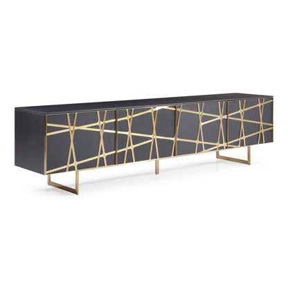 Kilson Black Oak and Champagne Gold 4-Door Media Console