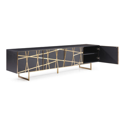 Kilson Black Oak and Champagne Gold 4-Door Media Console