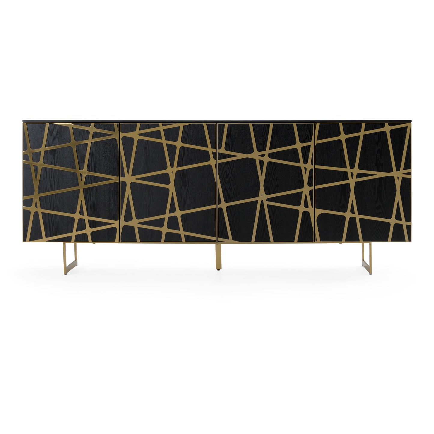 Kilson Black Oak and Champagne Gold 4-Door Storage Buffet