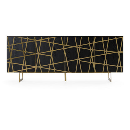 Kilson Black Oak and Champagne Gold 4-Door Storage Buffet