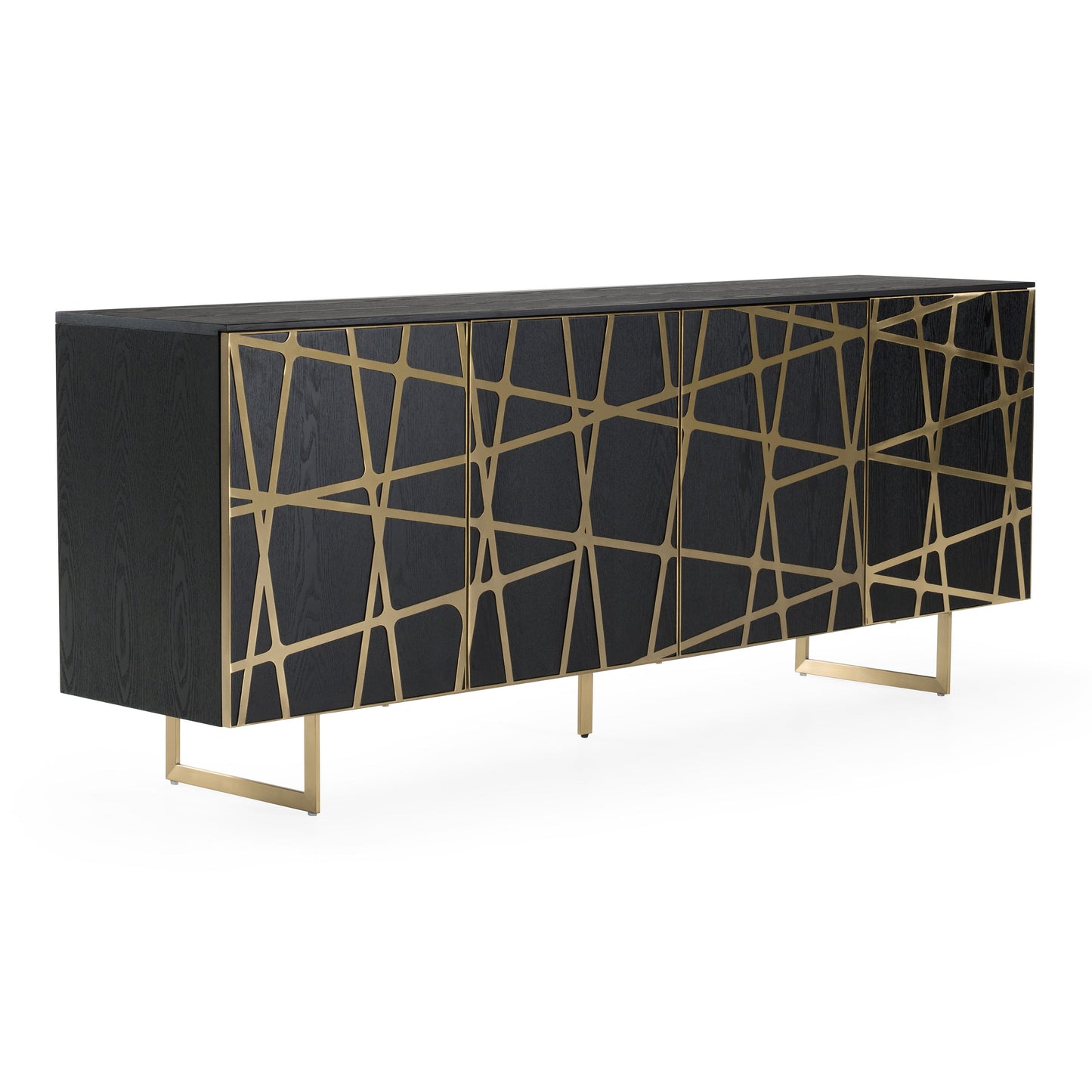 Kilson Black Oak and Champagne Gold 4-Door Storage Buffet
