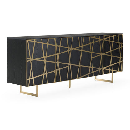Kilson Black Oak and Champagne Gold 4-Door Storage Buffet