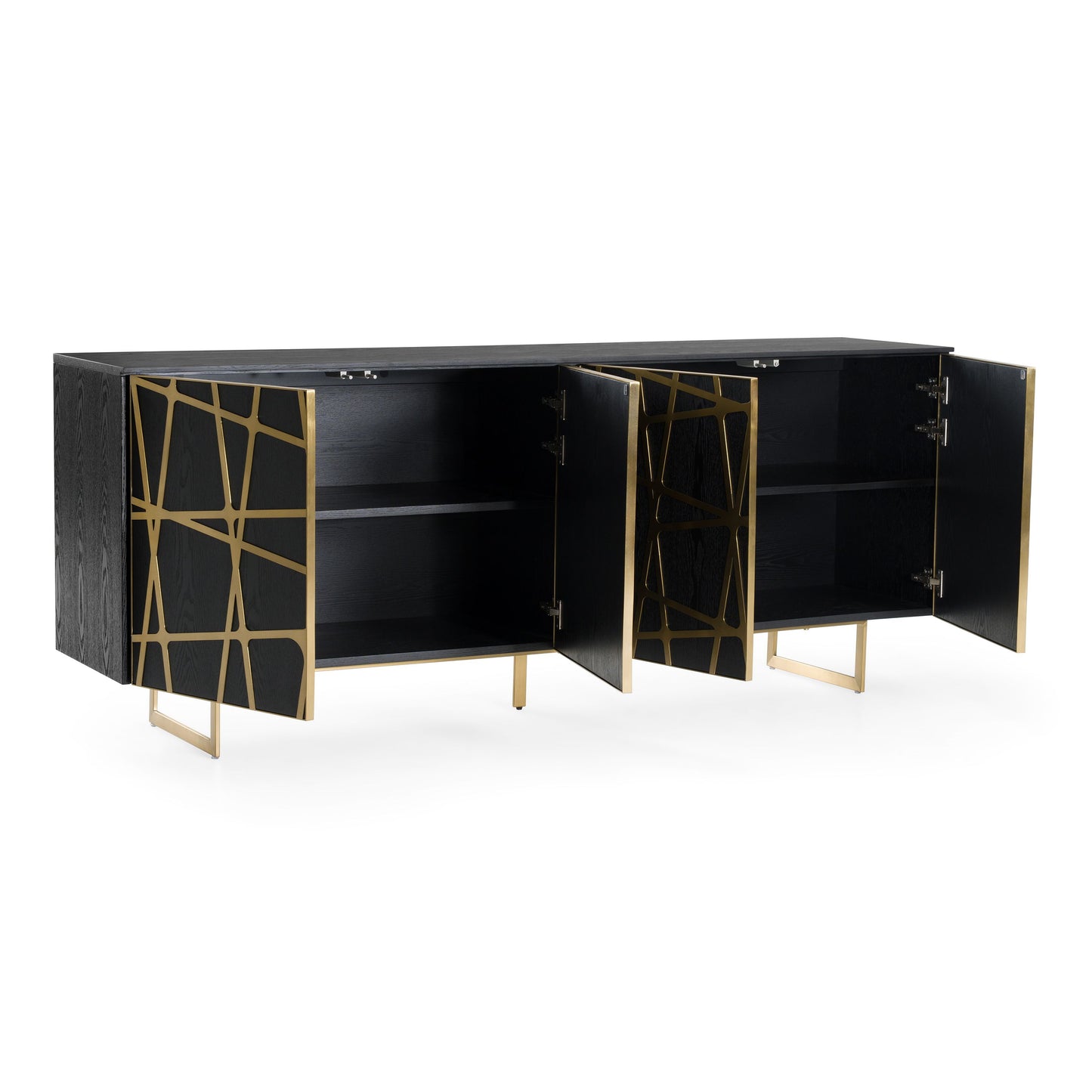 Kilson Black Oak and Champagne Gold 4-Door Storage Buffet