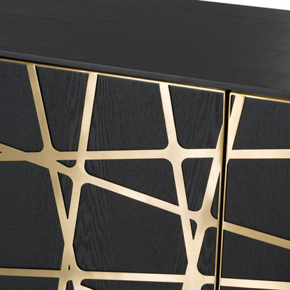 Kilson Black Oak and Champagne Gold 4-Door Storage Buffet