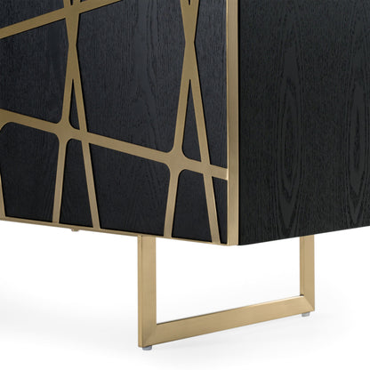 Kilson Black Oak and Champagne Gold 4-Door Storage Buffet