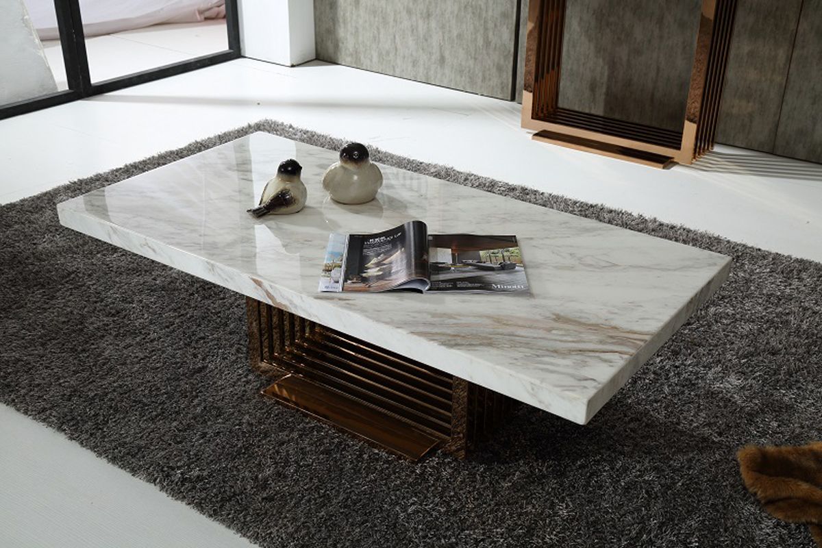 Kingsley Marble and Rose Gold Coffee Table