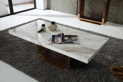 Kingsley Marble and Rose Gold Coffee Table