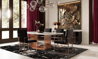 Kingsley Marble and Rose Gold Dining Table