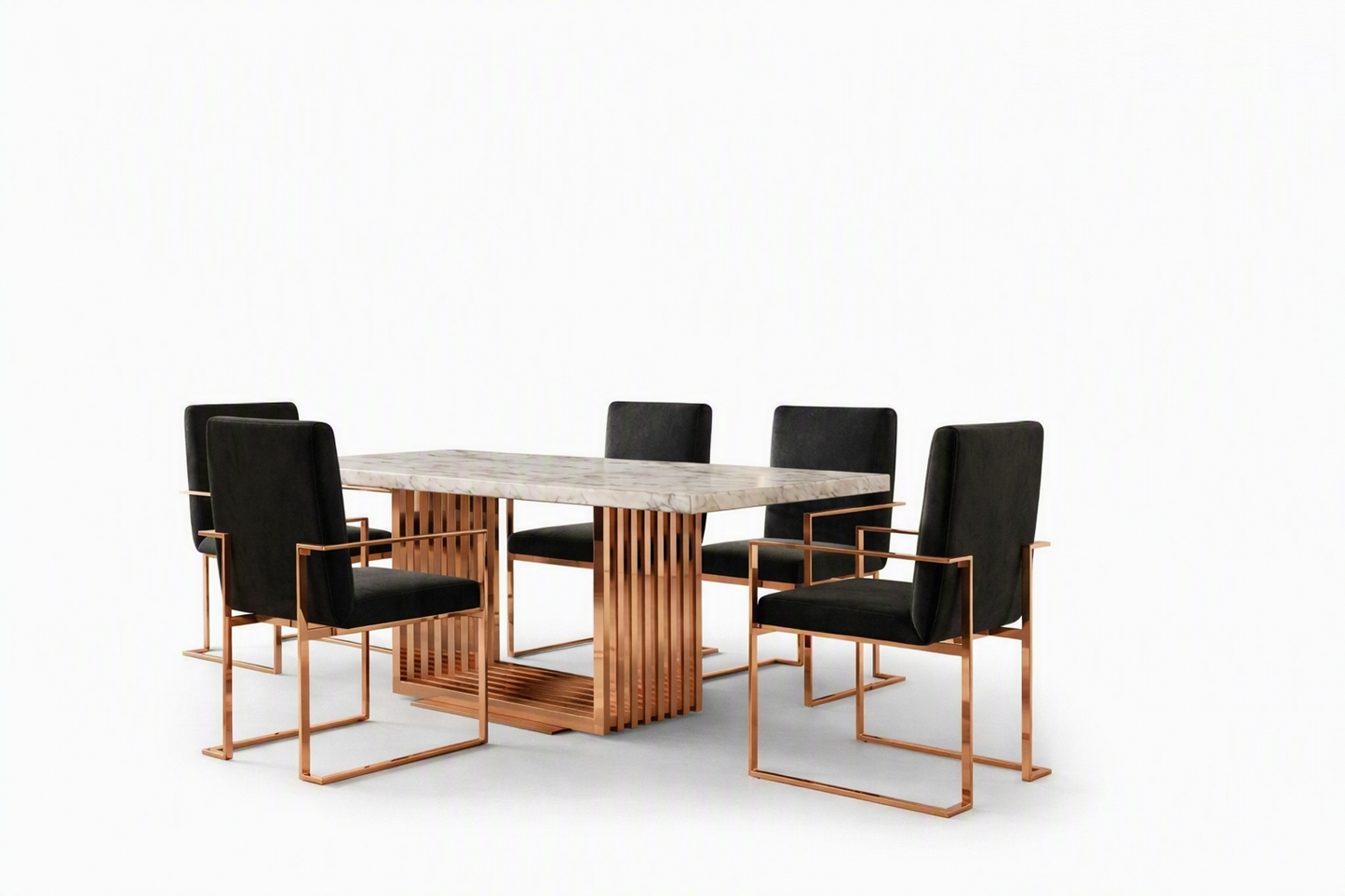 Kingsley Marble and Rose Gold Dining Table