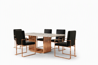 Kingsley Marble and Rose Gold Dining Table