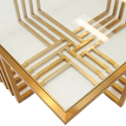Kodiak Clear Glass and Gold Glass Square Coffee Table