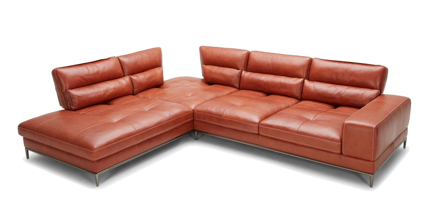 Divani Casa Kudos - Chic Modern Cognac Sectional | Elegant LAF Chaise Design for Sophisticated Spaces