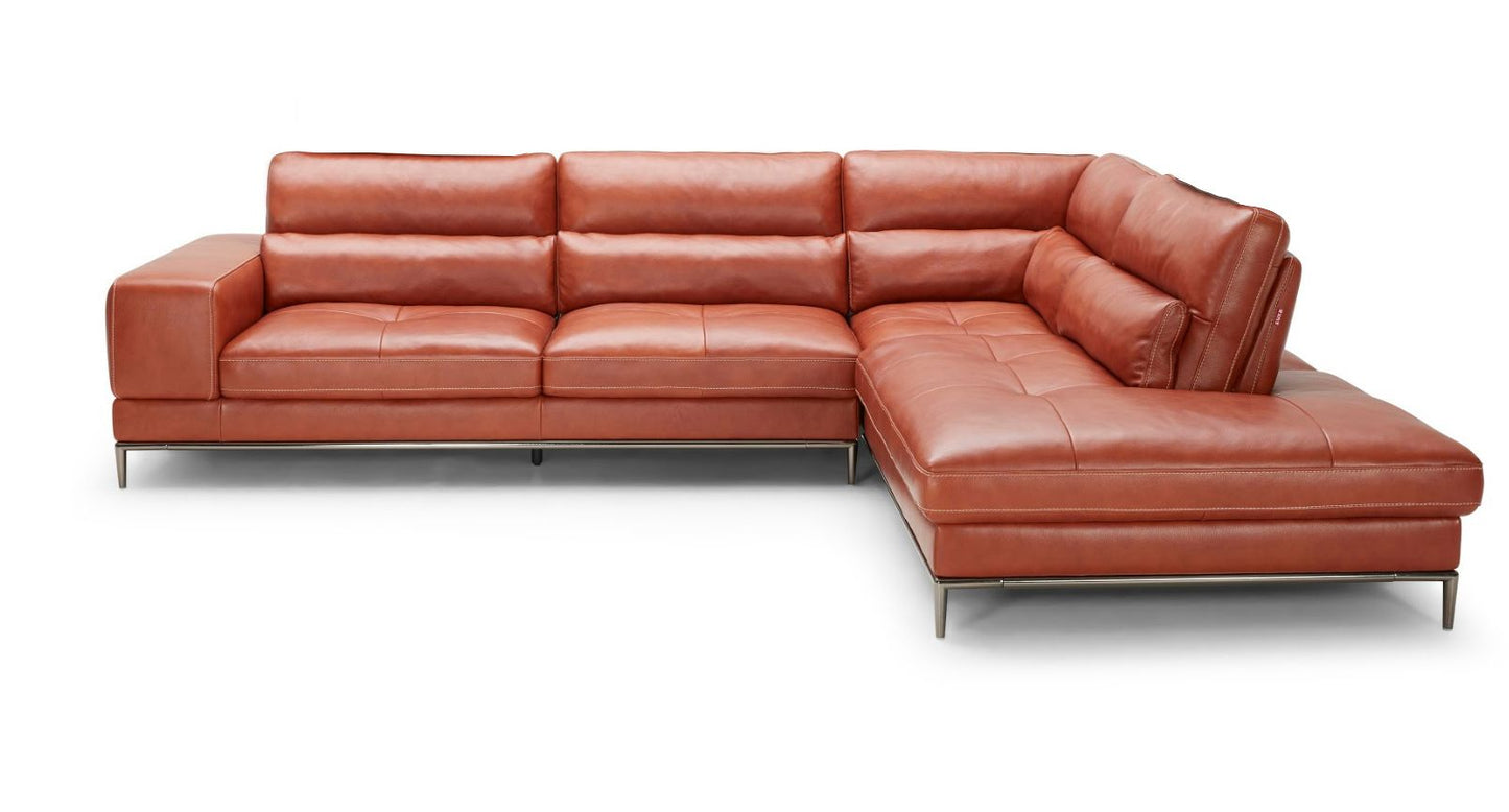 Divani Casa Kudos - Modern Cognac RAF Chaise Sectional Sofa