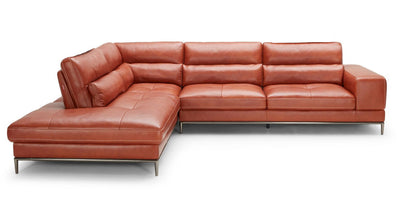 Divani Casa Kudos - Chic Modern Cognac Sectional | Elegant LAF Chaise Design for Sophisticated Spaces
