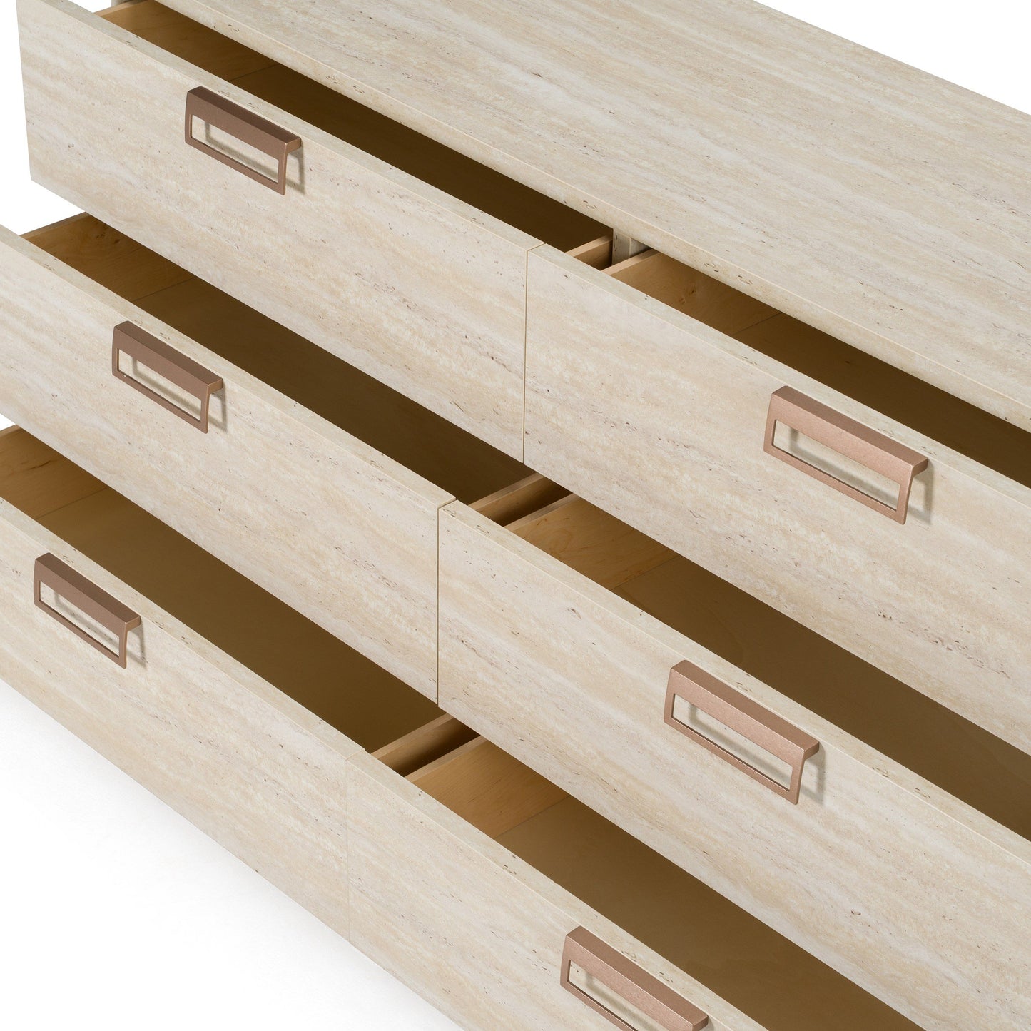 Lamod Italia Lago Modern Faux Travertine Dresser – Contemporary Bedroom Storage
