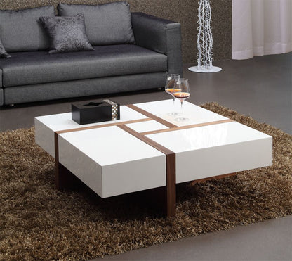 Makai White and Walnut Square Coffee Table
