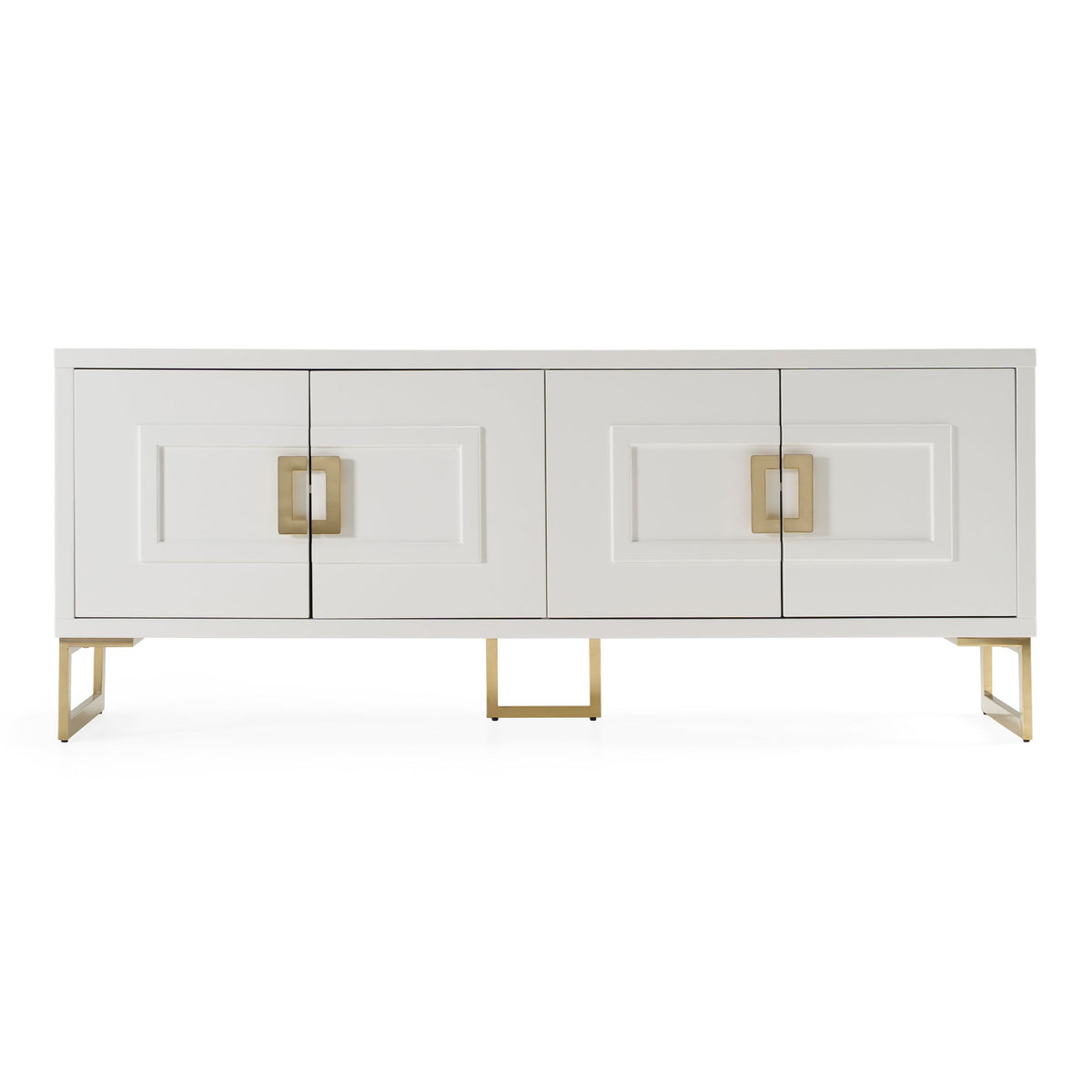 Leah White High Gloss and Champagne Gold 4-Door Buffet