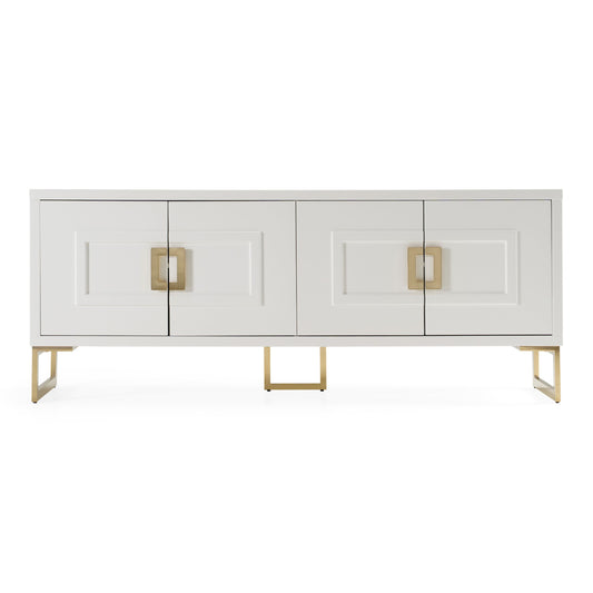 Leah White High Gloss and Champagne Gold 4-Door Buffet