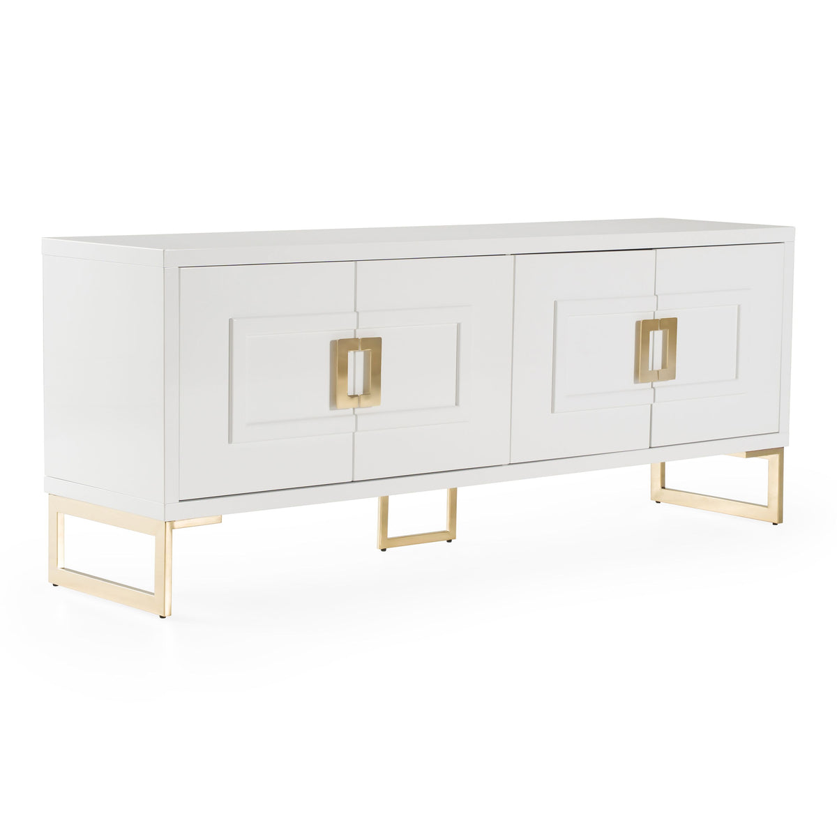 Leah White High Gloss and Champagne Gold 4-Door Buffet