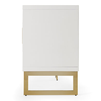 Leah White High Gloss and Champagne Gold 4-Door Buffet