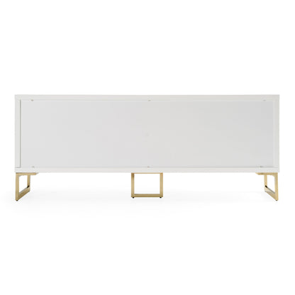 Leah White High Gloss and Champagne Gold 4-Door Buffet