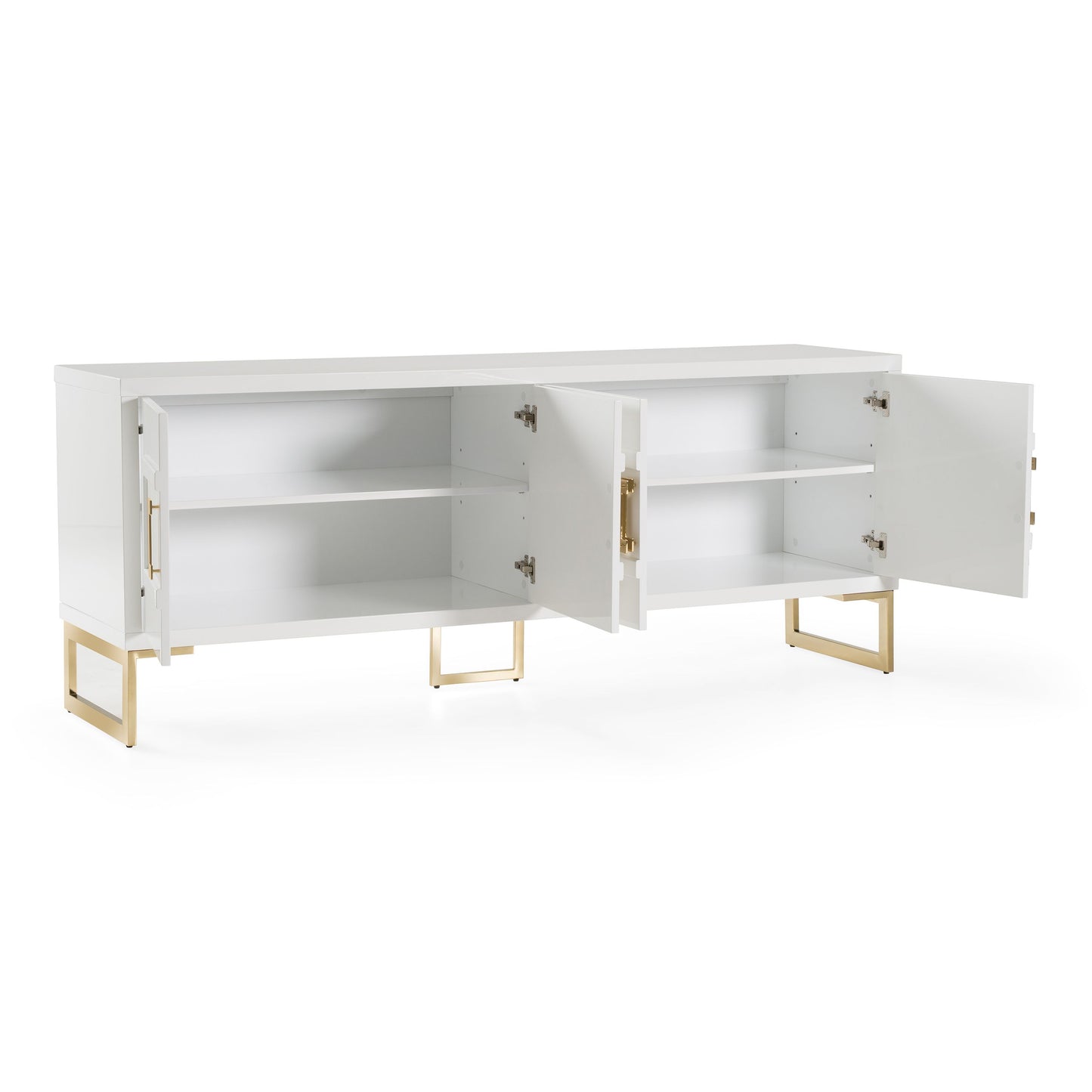 Leah White High Gloss and Champagne Gold 4-Door Buffet