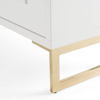 Leah White High Gloss and Champagne Gold 4-Door Buffet