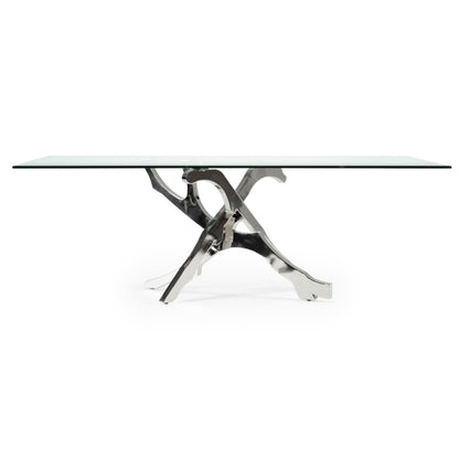 Legend Glass and Stainless Steel Dining Table
