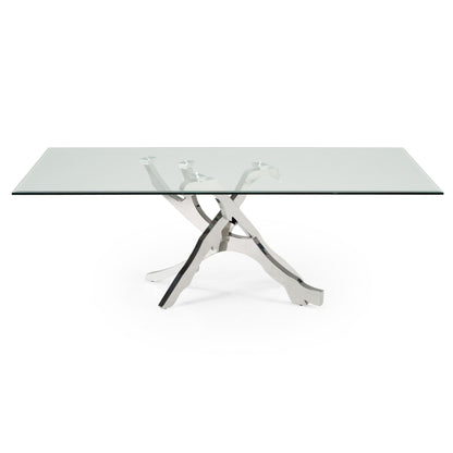 Legend Glass and Stainless Steel Dining Table