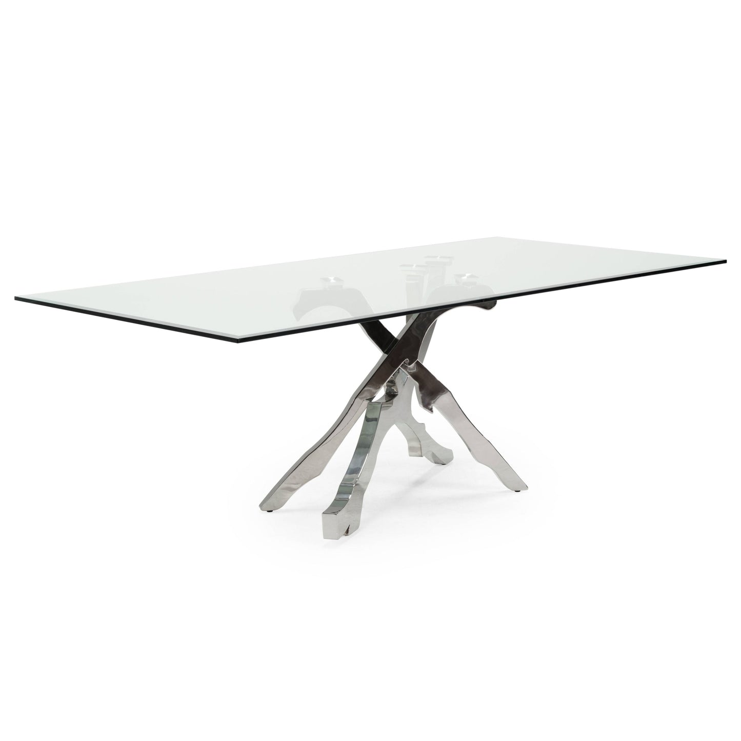 Legend Glass and Stainless Steel Dining Table