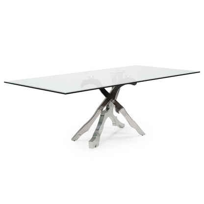 Legend Glass and Stainless Steel Dining Table