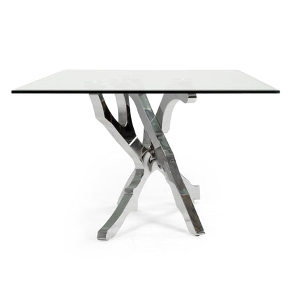 Legend Glass and Stainless Steel Dining Table