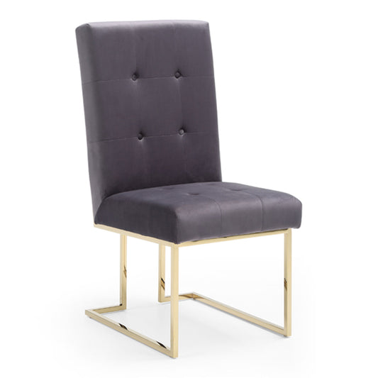 Legend Grey Fabric and Gold Dining Chair Set of 2
