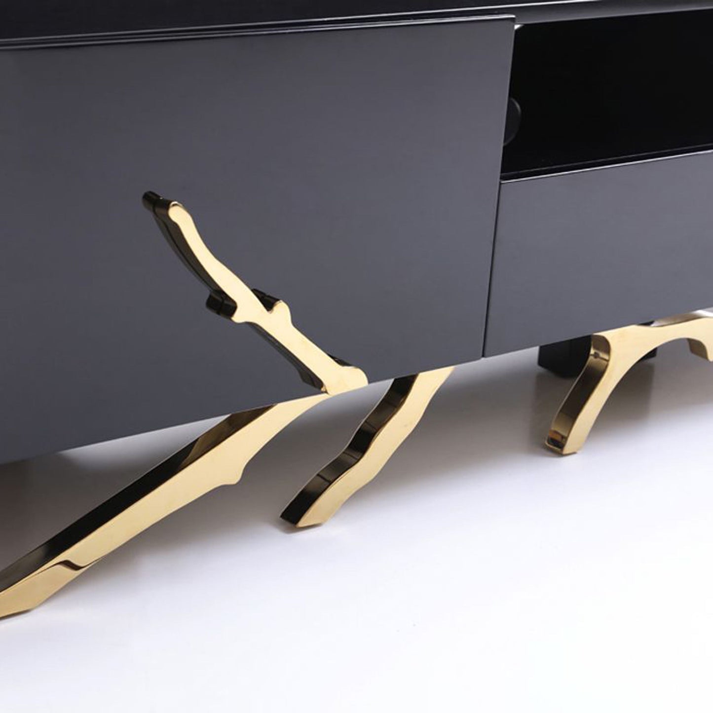 Legend Black and Champagne Gold TV Stand