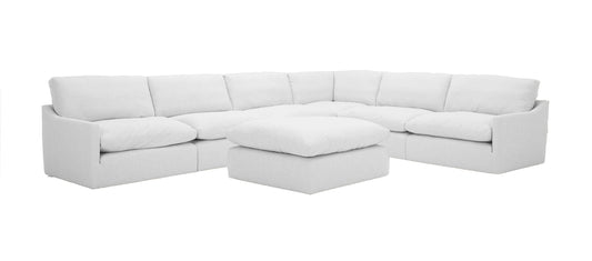 Divani Casa Lennon - Transitional White Fabric Sectional Sofa
