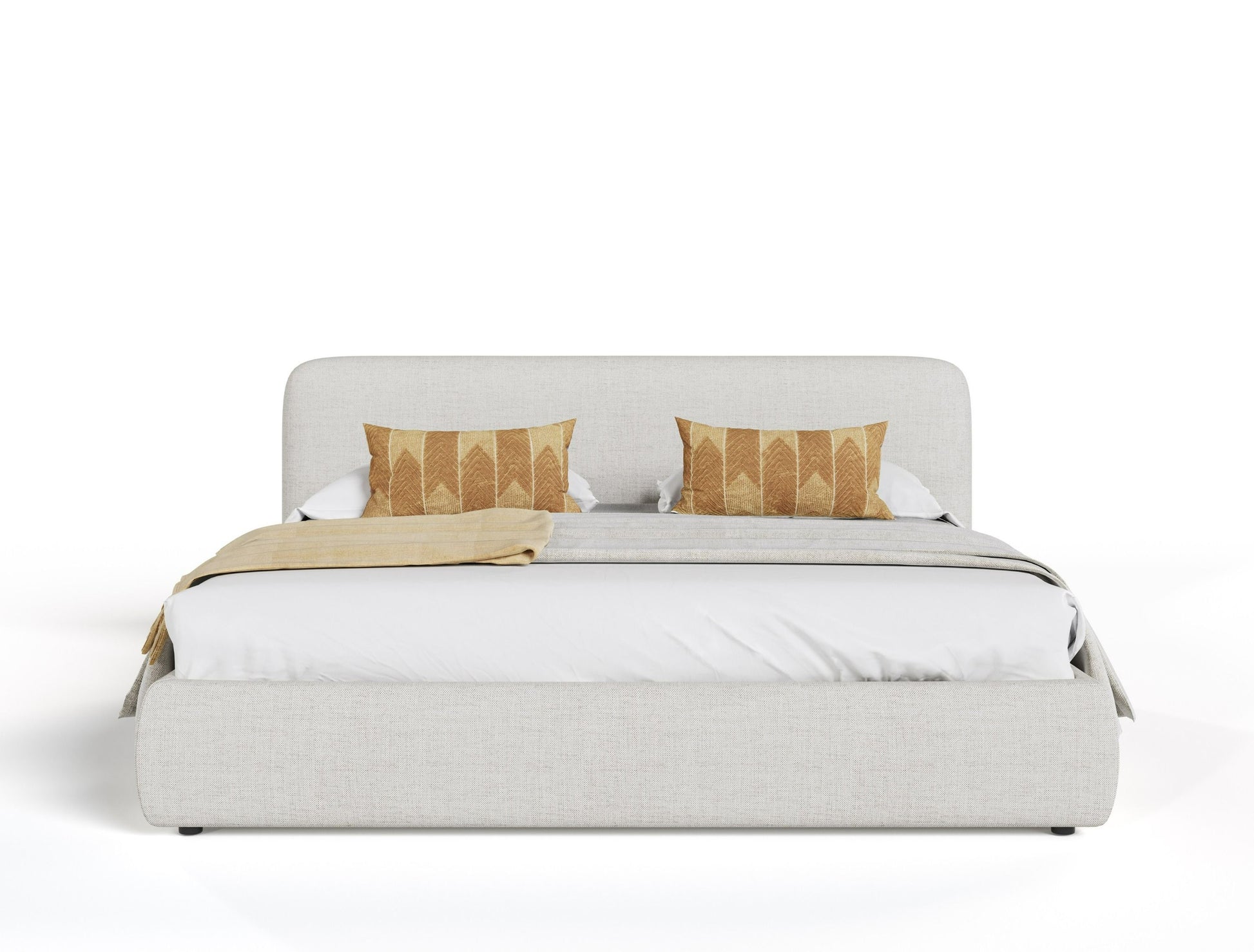 Modrest Liam Modern Ivory Fabric Upholstered Bed – Elegant Comfort for Your Bedroom