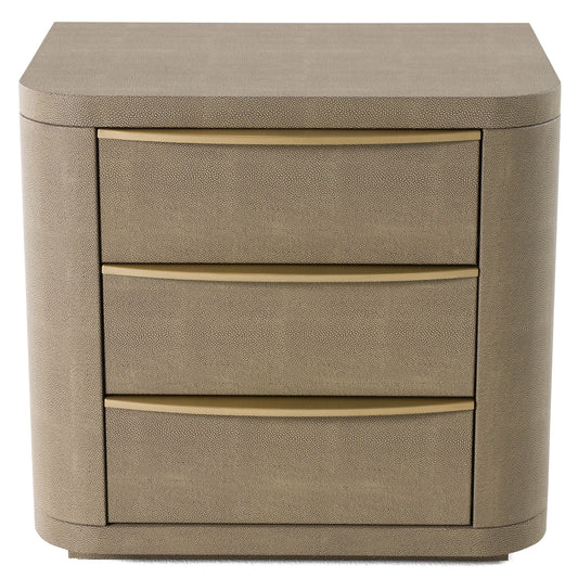 Modrest Lois Modern Beige Shagreen Brass Nightstand A Luxurious Blend of Contemporary Design and Sophisticated Elegance for Stylish Living Spaces