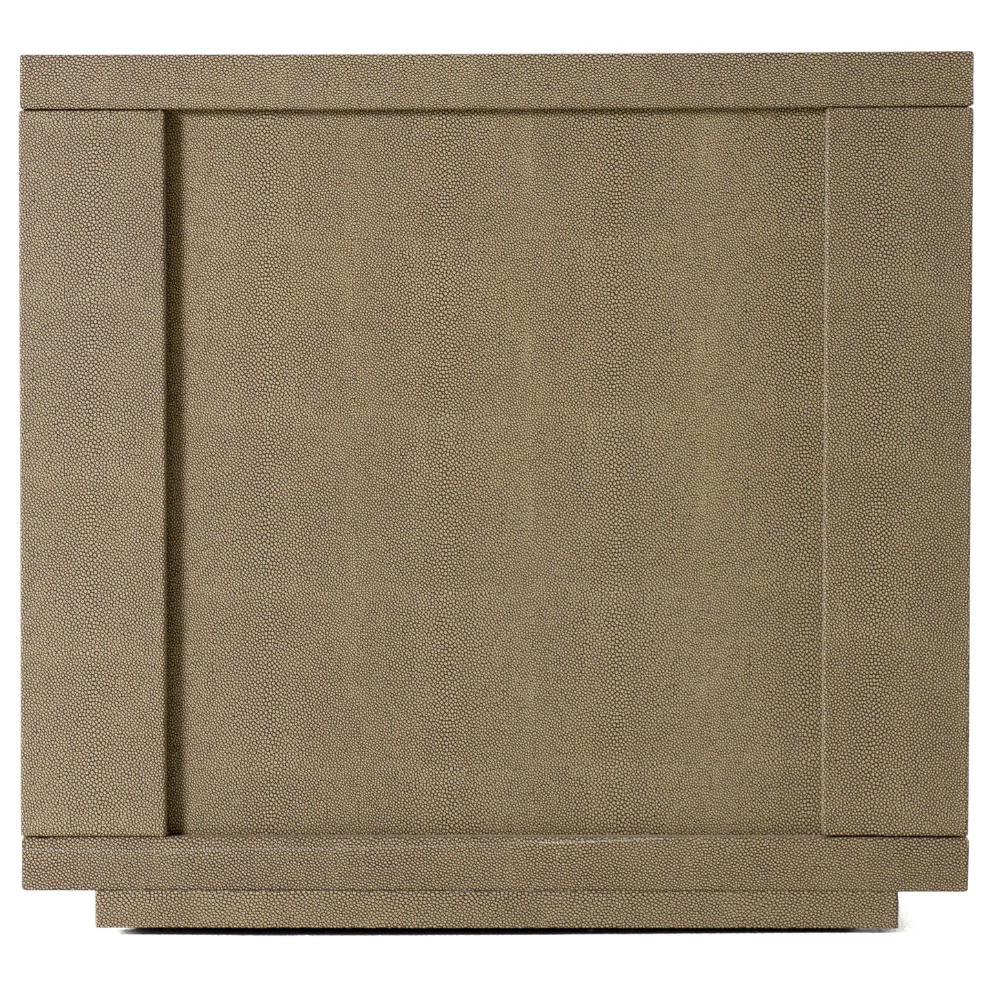 Lois Nightstand – Modern Beige Shagreen Finish with Brass Accents