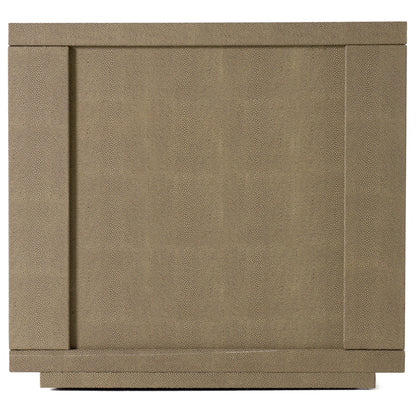 Lois Nightstand – Modern Beige Shagreen Finish with Brass Accents
