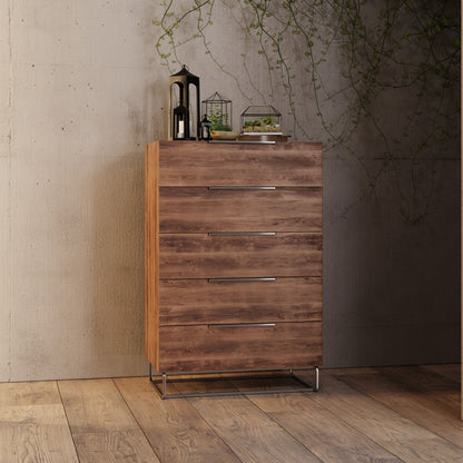 Lorenzo Italian Light Oak 5 Soft-Closing Drawers Chest