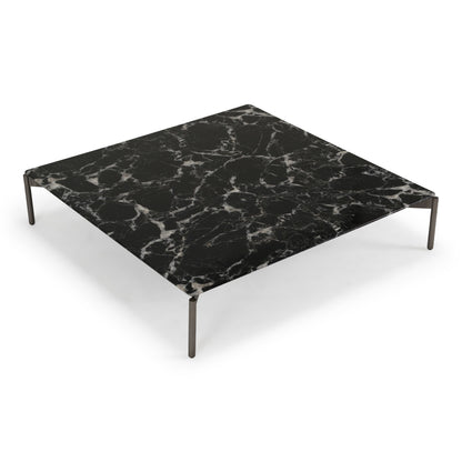 Lothal Modern Black Faux Marble Square Coffee Table