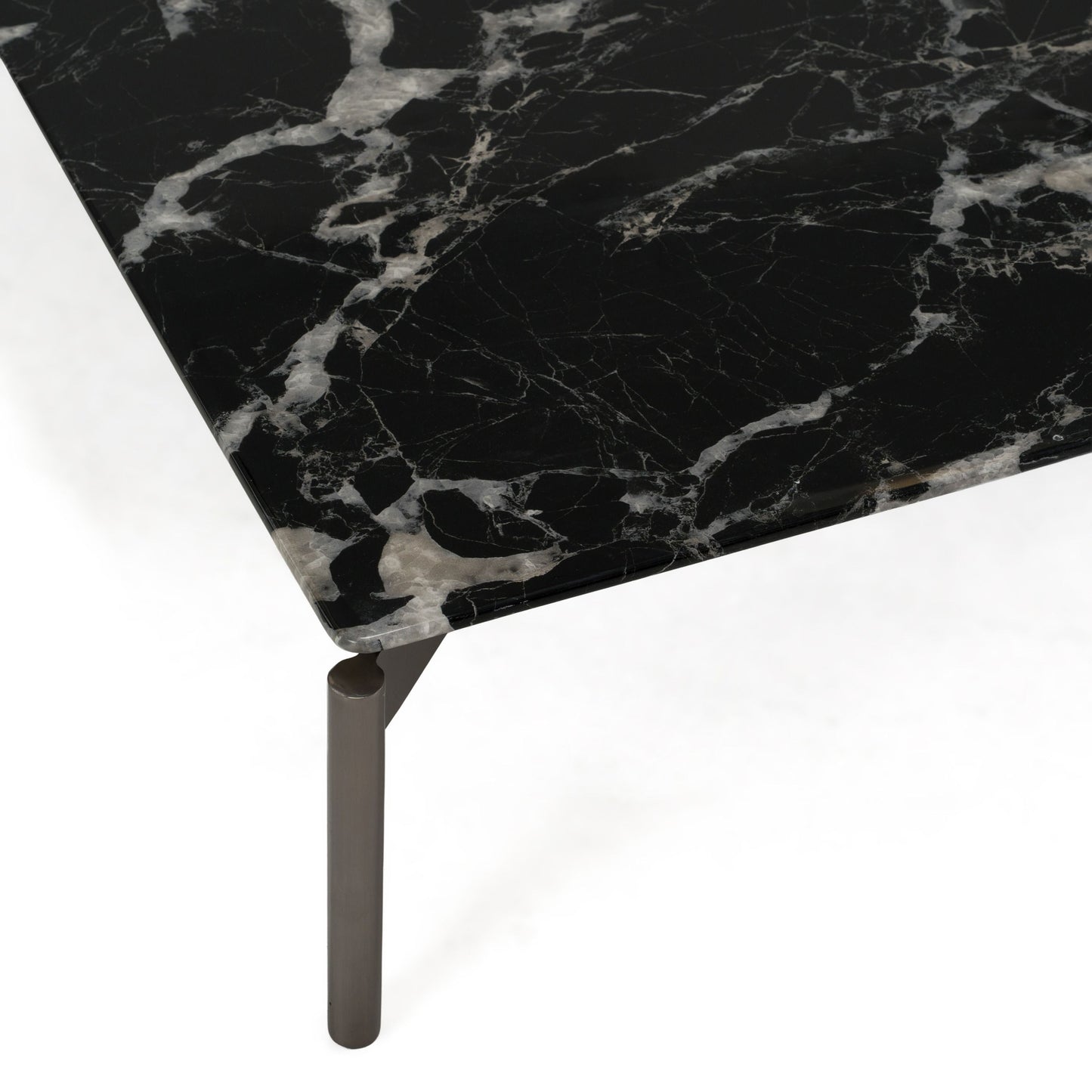 Lothal Modern Black Faux Marble Square Coffee Table