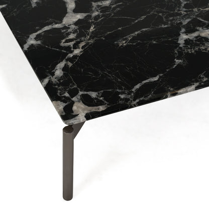 Lothal Modern Black Faux Marble Square Coffee Table