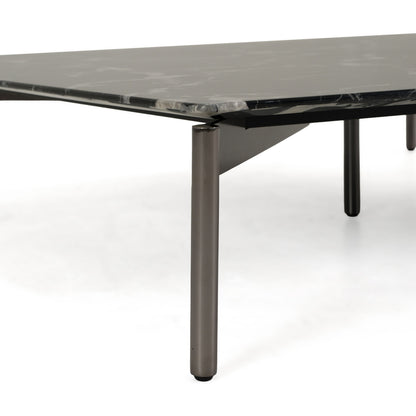 Lothal Modern Black Faux Marble Square Coffee Table