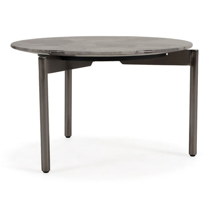 Lothal Modern Grey Faux Marble Round End Table