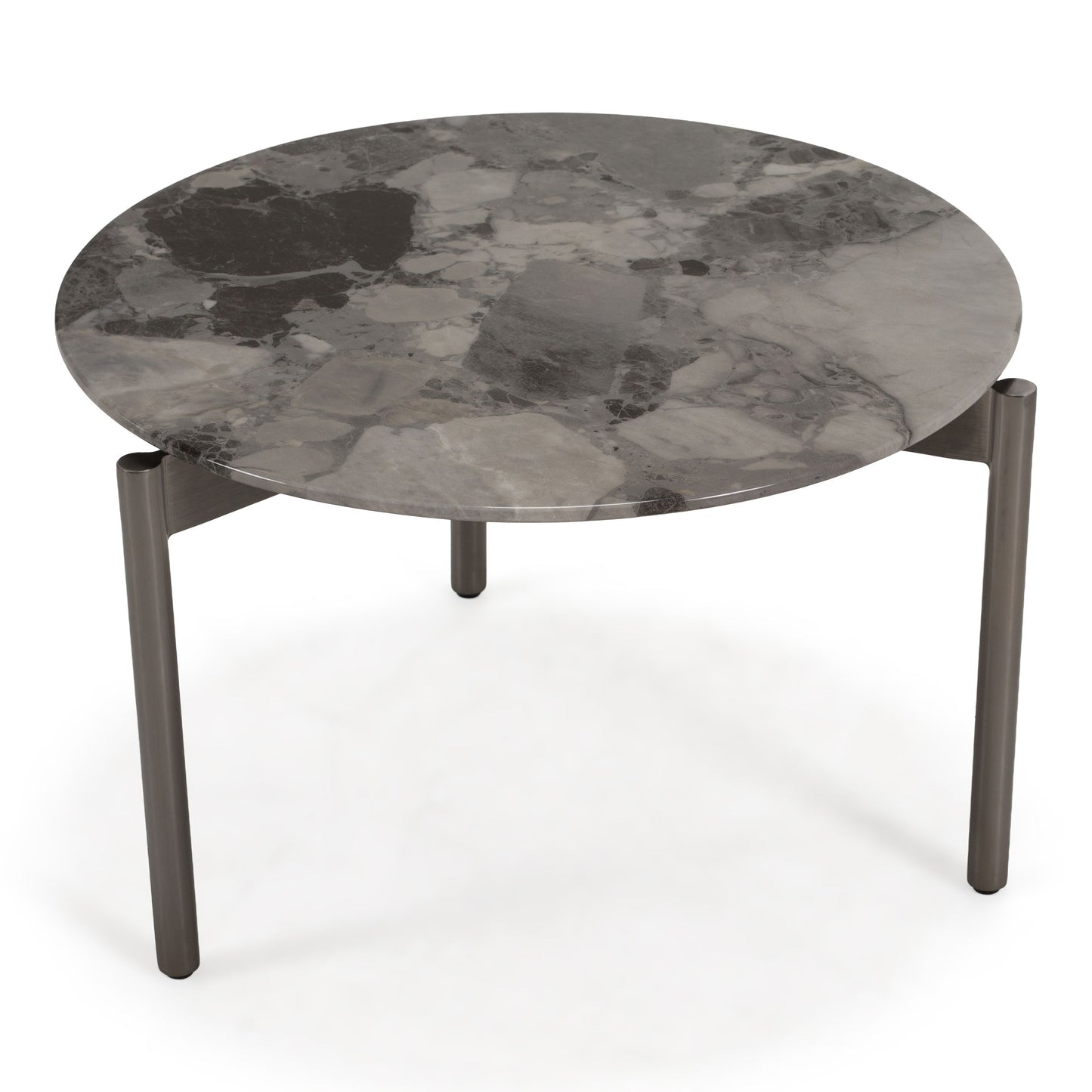 Lothal Modern Grey Faux Marble Round End Table