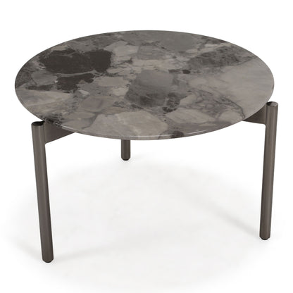 Lothal Modern Grey Faux Marble Round End Table