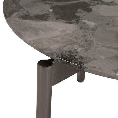 Lothal Modern Grey Faux Marble Round End Table