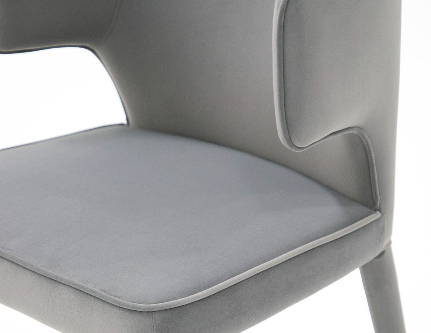 Modrest Lucero - Modern Grey Velvet Arm Dining Chair