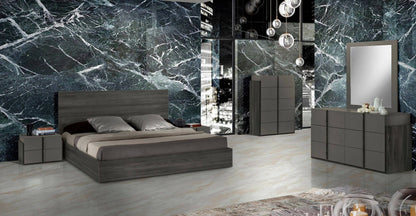 Lucia Italian Matte Grey and Elm Grey Bedroom Set